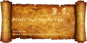 Mihályi Valéria névjegykártya