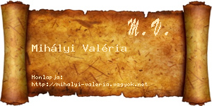 Mihályi Valéria névjegykártya